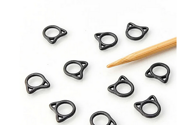 Solid Cats Simple Stitch Markers - Black