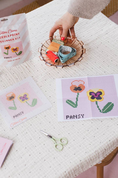 COTTON CLARA | Pansy Needlepoint Kit - Beginner Craft Kit