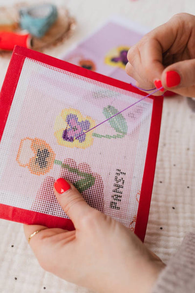 COTTON CLARA | Pansy Needlepoint Kit - Beginner Craft Kit