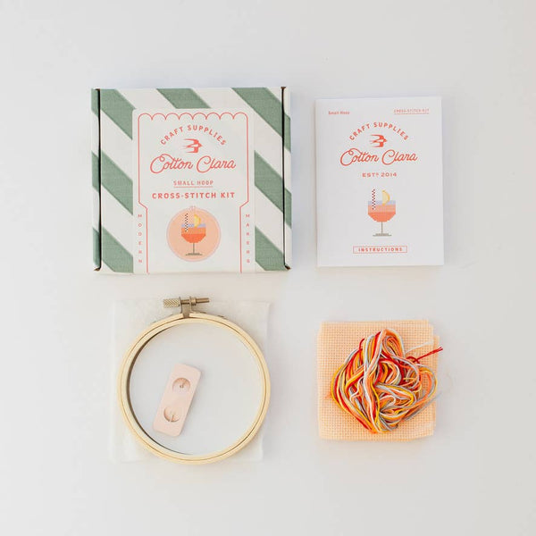 COTTON CLARA | Aperol Cocktail Beginner Counted Cross Stitch Kit