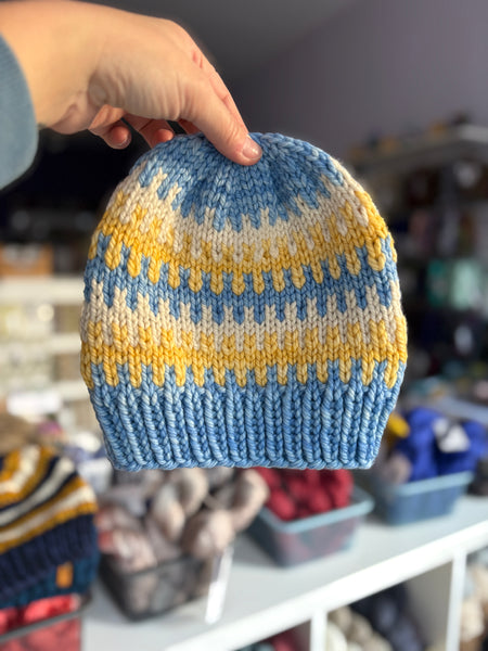 Blue + Gold Knit Hats