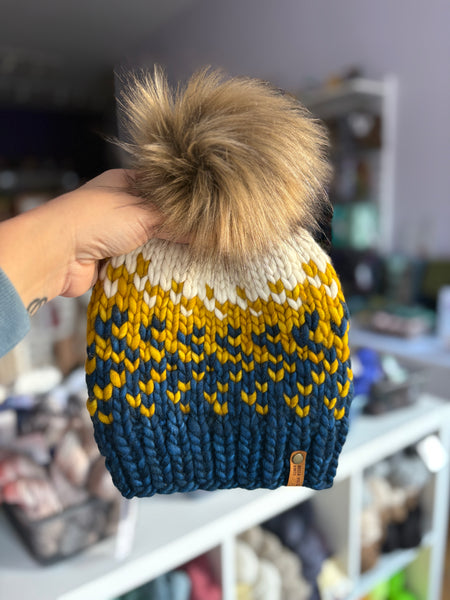 Blue + Gold Knit Hats