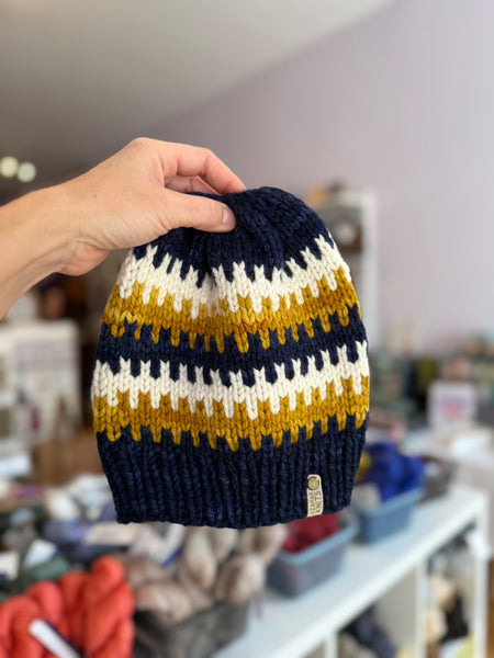 Blue + Gold Knit Hats