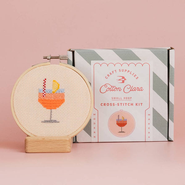 COTTON CLARA | Aperol Cocktail Beginner Counted Cross Stitch Kit