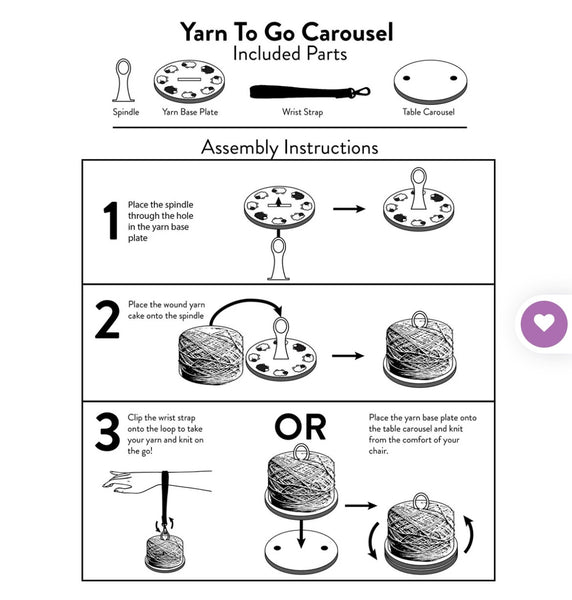Yarn To Go Carousel - Portable Yarn Butler - Carousel & Wrist strap Bundle