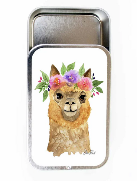 Flower Alpaca Stitch Marker Tin