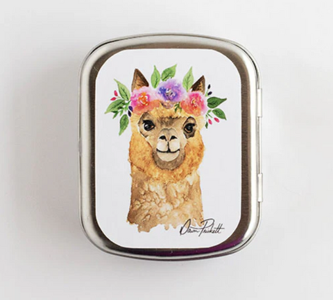 Flower Alpaca Stitch Marker Tin
