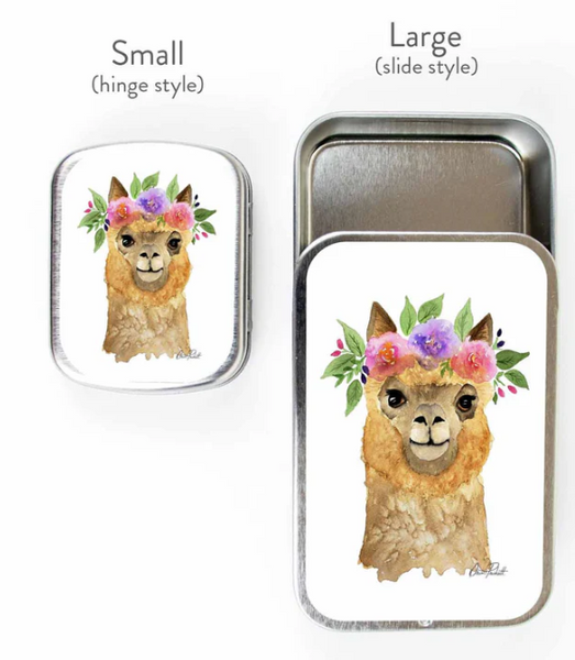Flower Alpaca Stitch Marker Tin