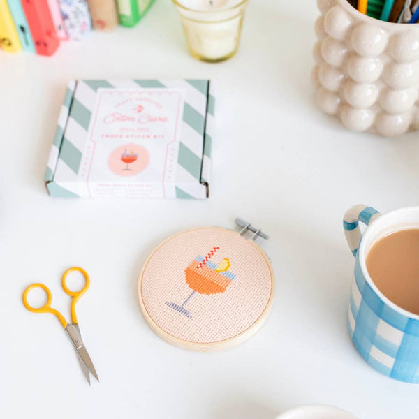 COTTON CLARA | Aperol Cocktail Beginner Counted Cross Stitch Kit