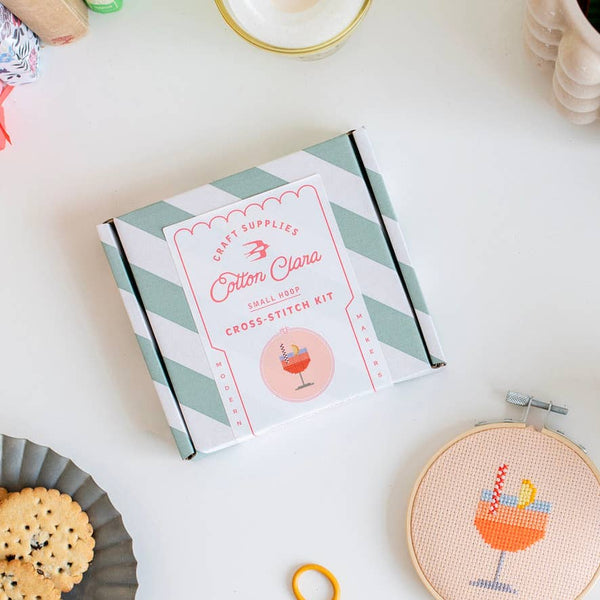 COTTON CLARA | Aperol Cocktail Beginner Counted Cross Stitch Kit