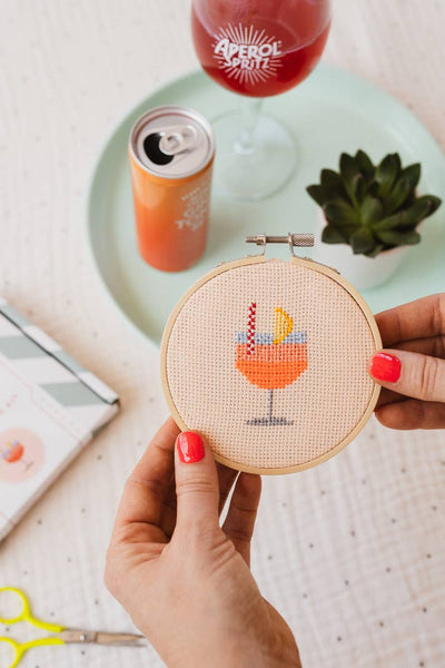 COTTON CLARA | Aperol Cocktail Beginner Counted Cross Stitch Kit
