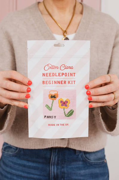 COTTON CLARA | Pansy Needlepoint Kit - Beginner Craft Kit