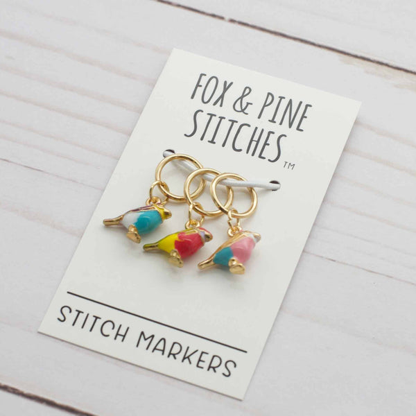 FOX & PINE | Colorful Birds Stitch Markers