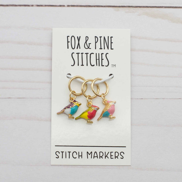 FOX & PINE | Colorful Birds Stitch Markers