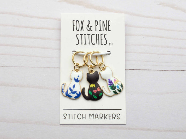 FOX & PINE | Floral Cat - Stitch Markers