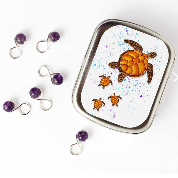 Sea Turtle Stitch Marker Tin