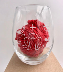 Wine Glass, Stemless - Wool + Wine = Frog